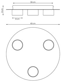 Plafoniera Moderna Dioniso Acciaio Nero 3 Luci Gx53 Ip20