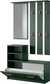 Mobile Da Ingresso  Con Scarpiera Appendiabiti E Specchio Lind Verde