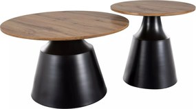 Set tavolini Itaka in MDF effetto rovere artisan – Ø70x40 cm