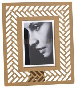 Portafoto di design millenintrecci grande oro laccato in ferro e po...