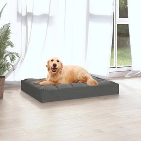 Cuccia per cani grigia 71,5x54x9 cm in legno massello di pino