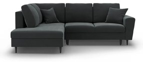 Divano angolare grigio scuro allungabile e con contenitore (con penisola a sinistra/a L) con rivestimento in velluto Kyoto – Cosmopolitan Design