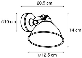 Applique da parete industriale nera con oro regolabile - Liko