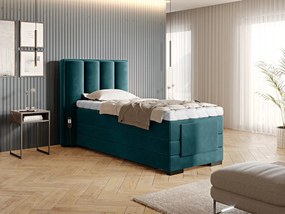 Letto motorizzato singolo boxspring Belize - Tessuto petrolio