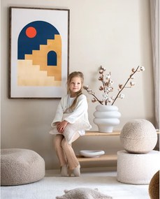 Pouf per bambini color crema con rivestimento in bouclé – Wigiwama