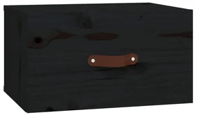 Comodino a muro nero 40x29,5x22 cm