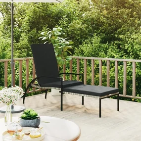 Lettino prendisole con poggiapiedi in rattan pe grigio