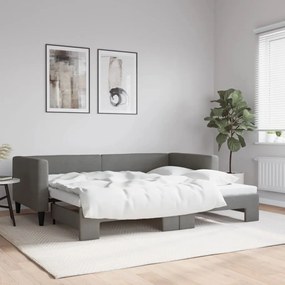 Divano Letto Con Letto Estraibile Grigio Scuro 90x200cm Tessuto /