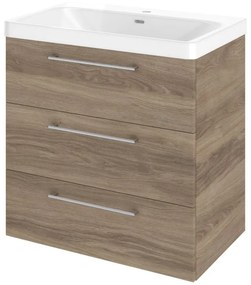 Mobile da bagno sotto lavabo Remix rovere naturale opaco L 75 x H 58 x P 46 cm 3 cassetti, lavabo non incluso