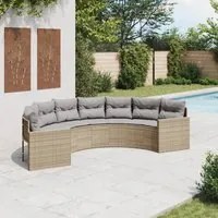 Divano da Giardino con Cuscini Semicircolare Beige Polyrattan 3318515