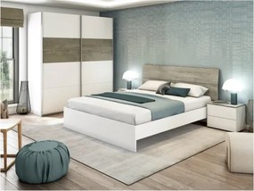 Armadio 2 Ante Scorrevoli 180x60x200 Bianco E Rovere ARM182