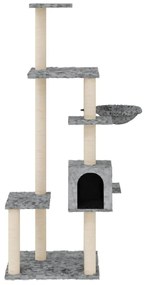 Albero per gatti con tiragraffi in sisal grigio chiaro 142 cm