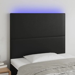 Testiera A Led Nero 90x5x118/128 Cm İn Similpelle /
