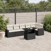 Set Divani da Giardino con Cuscini 7pz Nero Polyrattan 3267286