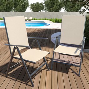 Set Di 2 Sedie Da Giardino Pieghevoli Multiposizione Regolabili 7 Posizioni Con Struttura Telaio In Alluminio Schienale Alto Con Braccioli Per Esterno Terrazzo Balcone Resistente (Beige)