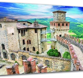 Stampa su tela Piacenza Castello Di Vigoleno, multicolore 90 x 135 cm
