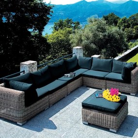 Tavolino da caffè da giardino Antigua in alluminio con piano in rattan sintetico per 4 persone 76x76cm