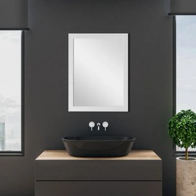 Specchio bagno con cornice argentata a mosaico 57x67 cm reversibile