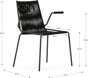 Sedie da pranzo in set nere in metallo con braccioli/impilabili 2 pz Emily – Marckeric