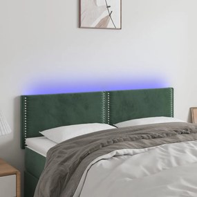 Testiera A Led Verde Scuro 144x5x78/88 Cm İn Velluto /