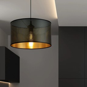 Sospensione Minimal 1 Luce Aston In Acciaio Nero E Oro