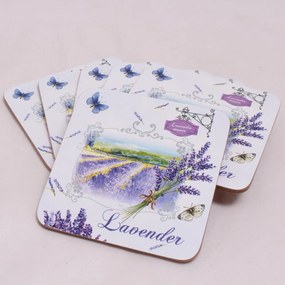 Set di sottobicchieri bianchi/viola in sughero 6 pz – Dakls