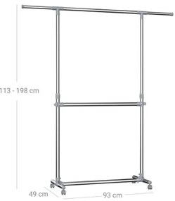 Appendiabiti mobile a piantana LINEA, colore argento