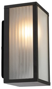 Lampada da parete per esterni nera con vetro a coste IP44 - Charlois