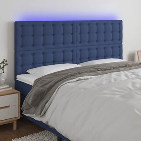 Testiera A Led Blu 200x5x118/128cm İn Tessuto /