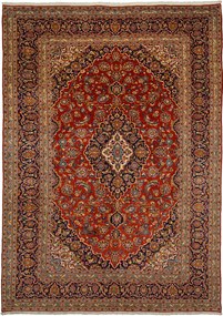Kashan Tappeto 250 x 350 Rosso (Iran) Annodato A Mano
