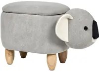 Pouf contenitore per bambini a forma di koala in velluto di colore grigio con gambe in legno poggiapiedi sgabello