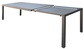 ALASKA - set tavolo in alluminio cm 214/280 x 100 x 75,5 h con 8 poltrone Lotus