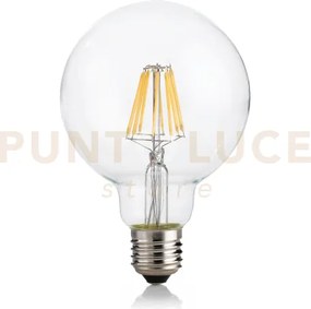 Lampadina attacco e27 in vetro globo trasparente 8 w 1050 lm 3000 k...