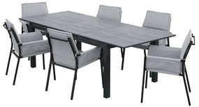 Tavolo da giardino allungabile Odyssea NATERIAL in alluminio antracite con piano in vetro per 8 persone 180/240x100cm