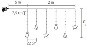 Catena da esterno natalizia a LED 186xLED 7m IP44 bianco freddo