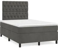 Letto a Molle Materasso e LED Grigio Scuro 120x190cm in Velluto 3270330