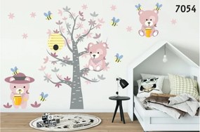 Bellissimo adesivo da parete per bambini con orsacchiotti rosa e api 80 x 160 cm