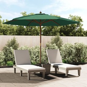Ombrellone Da Giardino Con Palo İn Legno Verde 299x240 Cm /
