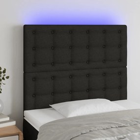 Testiera A Led Nera 100x5x118/128 Cm İn Tessuto /