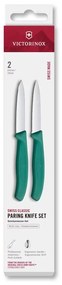 Victorinox - Set di coltelli da cucina per verdure SWISS CLASSIC 8 cm, 2 pezzi, turchese