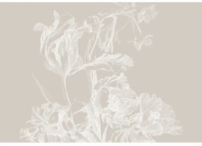 KEK Amsterdam Carta da parati panoramica Engraved Flowers Grey 1 - XL - 4m