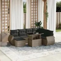 Set Divano da Giardino 8 pz con Cuscini Grigio in Polyrattan 3268700