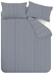 Set copripiumino e federa blu scuro in flanella per letto singolo 135x200 cm Stripe – Catherine Lansfield