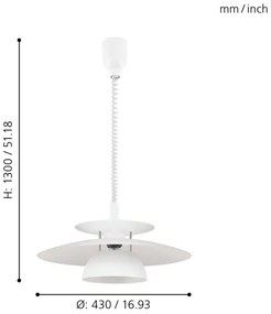 Eglo 87055 - Lampadario regolabile BRENDA 1xE27/60W/230V