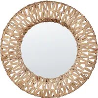 Specchio da parete rotondo naturale da 58 cm con accento decorativo in stile boho