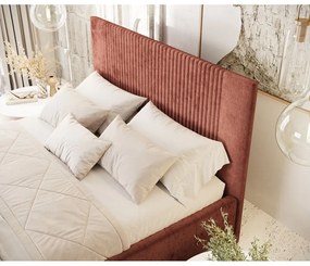 Letto matrimoniale imbottito color mattone con contenitore con rete inclusa 140x200 cm Etero – Maison de Rêve