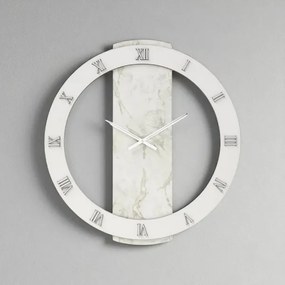 Orologio rotondo D60 cm NOAH in legno rivestito con parato Argento