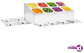 vidaXL Supporto Gastronorm con 8 Contenitori GN 1/6 in Acciaio Inox