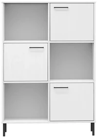 Libreria gambe metallo bianco 90x35x128,5cm legno massello oslo