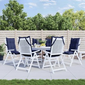 Cuscini Sedia Con Schienale Alto 6 Pz Blu Marino Tessuto Oxford /